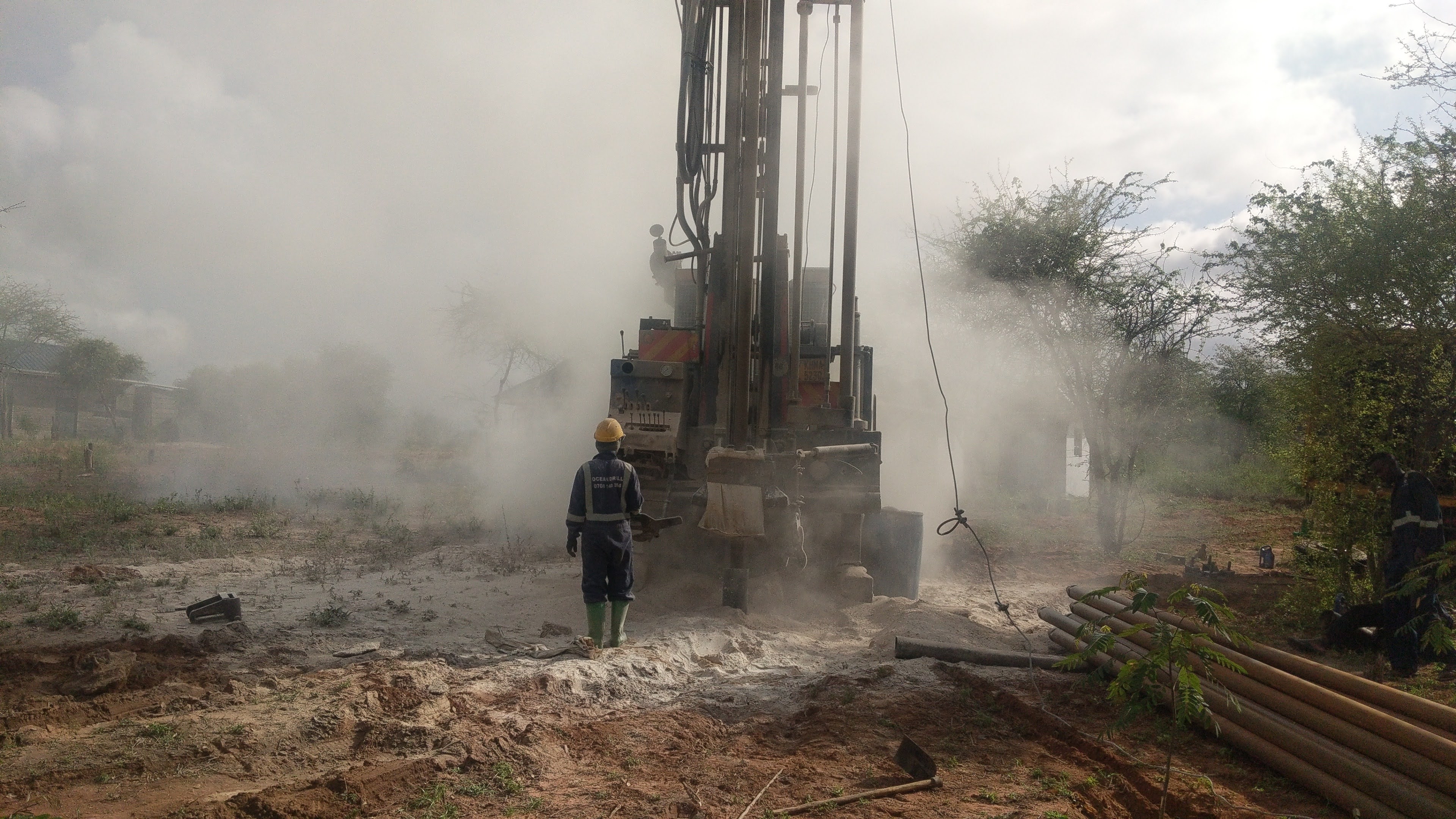 Borehole drilling rig operating in Kenya